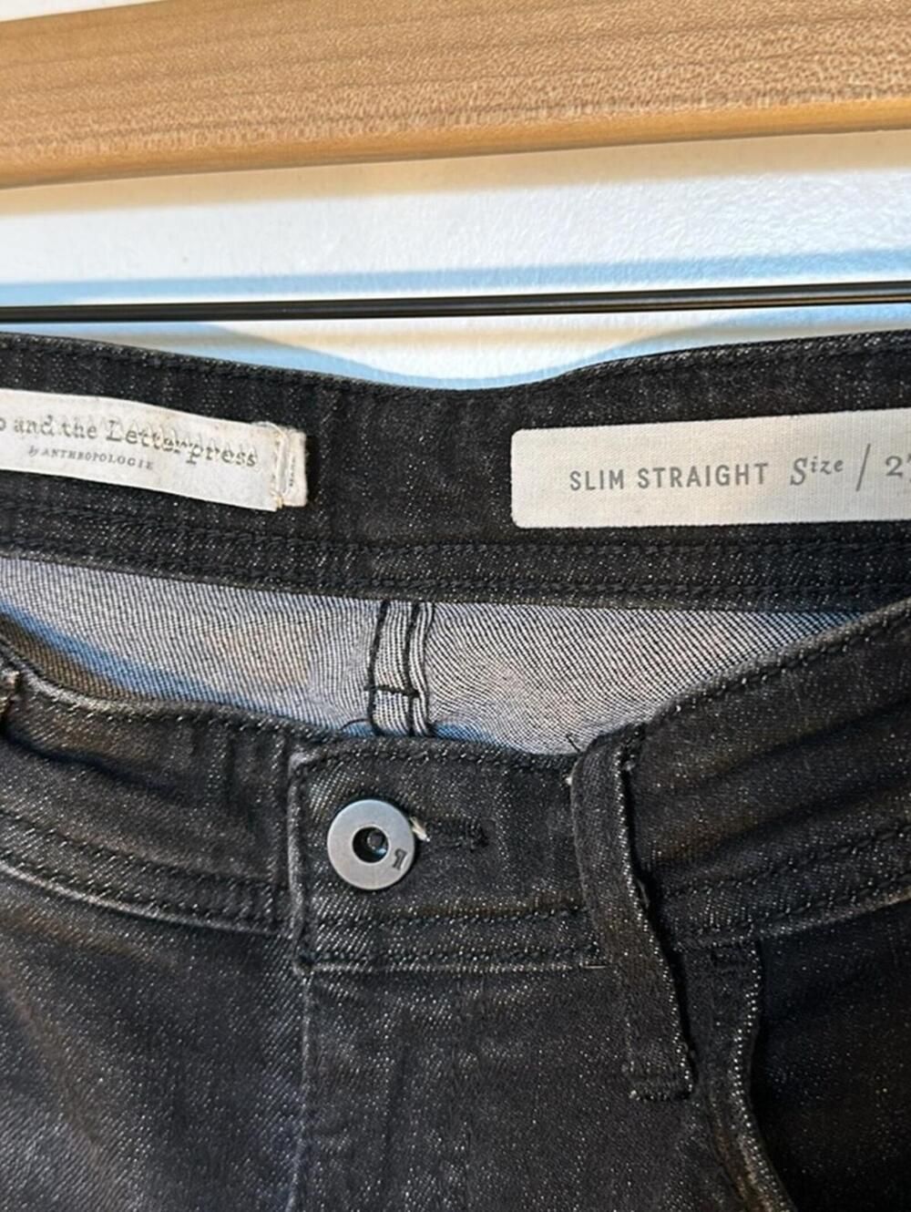 Pilcro Slim Straight Jeans Women 27 Black Wash Anthropologie Denim - Picture 6 of 7